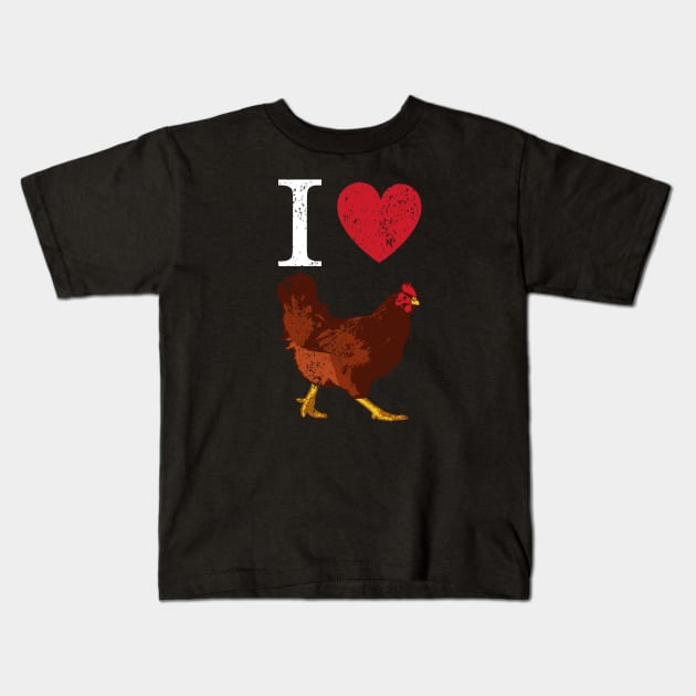 I heart Chickens Vintage Kids T-Shirt by FandomizedRose